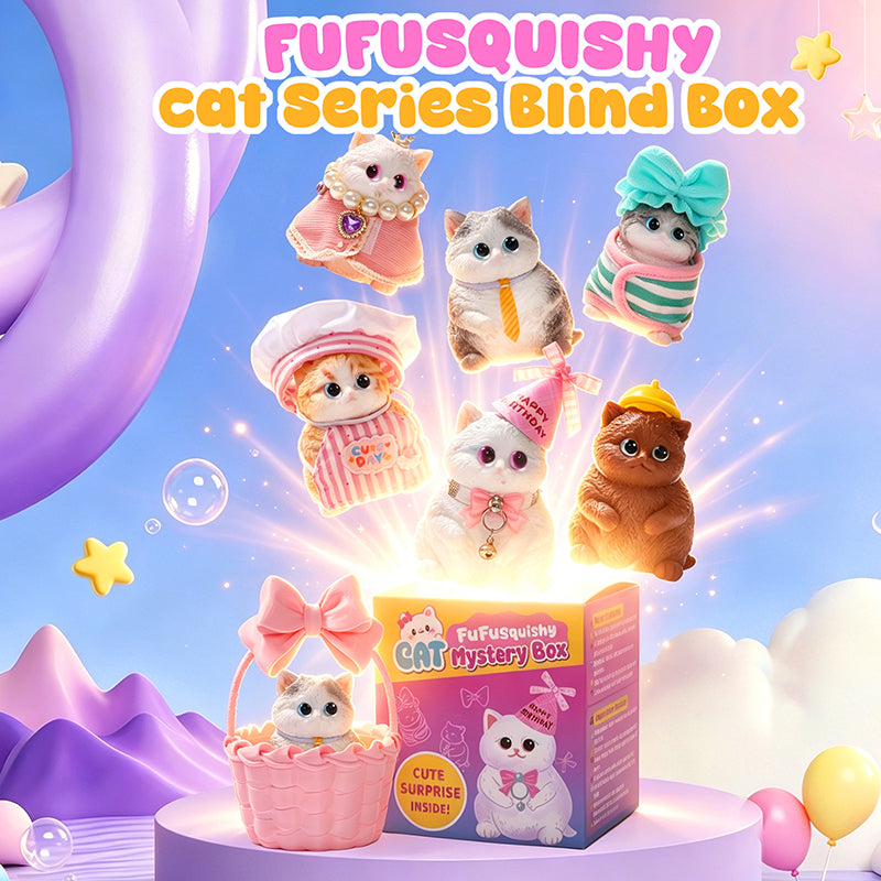 FUFUSQUISHY Cat Series Blind Box. FUFU SQUISHY Handmade Kawaii Cat Squishy Toys. Soft Sensory Fidget Toys. Cute Collectible Stress Relief Toys for Kids. Party Favors & Birthday Gifts